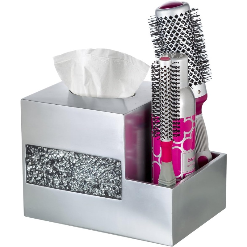 crackled glass silvery tissue box cover square and nightstand organizer for men women multifunction mosaic glass tissue box holder with makeup phone remote control holder organizer for table, home decor accessory, tabletop organizer, crackled design, stylish organizer, handcrafted holder, premium material, multifunctional organizer, functional decor, modern  , stylish  , tissue box holder, facial tissue holder, facial tissue box holder, facial tissue box cover Product details 4