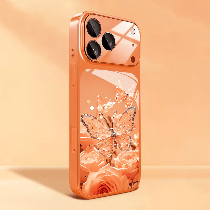 Phone Case: Glass Large View Window Rose Shadow, Warm , Sparkling And Dynamic Pattern Phone Case, Suitable For Iphone 17/17 Air/17 Pro/17 Pro Max/14/14 Plus/14 Pro/14 Pro Max/13/13 Pro/13 Pro Max