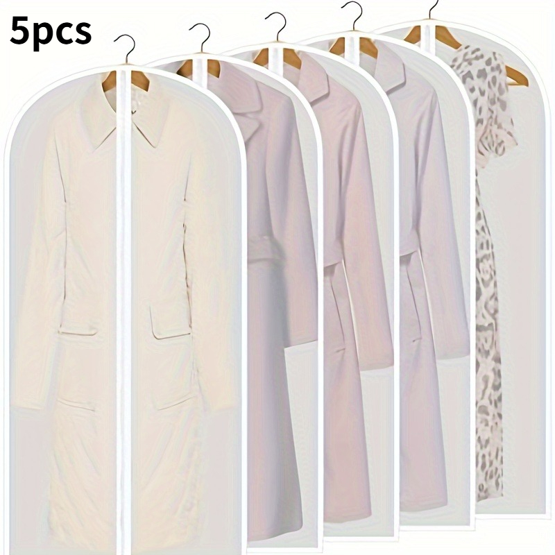 Image of 5-pack Zippered Dress Bags | Insect-proof, Dust-proof, Waterproof, Washable Suit And Strap Protection Bags For Coats, Suits, Shirts, Dresses, Or Gowns (60cm * 140cm) - Ldq