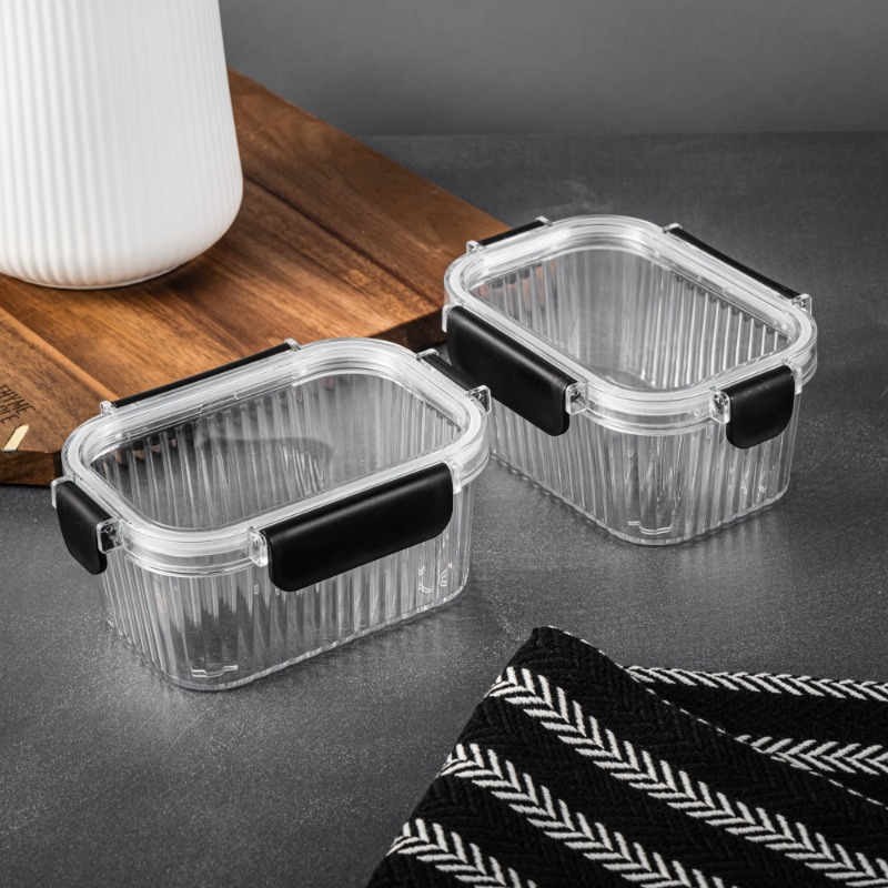 2pcs clear glass food storage containers with black handles airtight microwave safe   cakes   and more stackable design for easy organization cake storage stackable containers   closure cake storage containers Product details 5