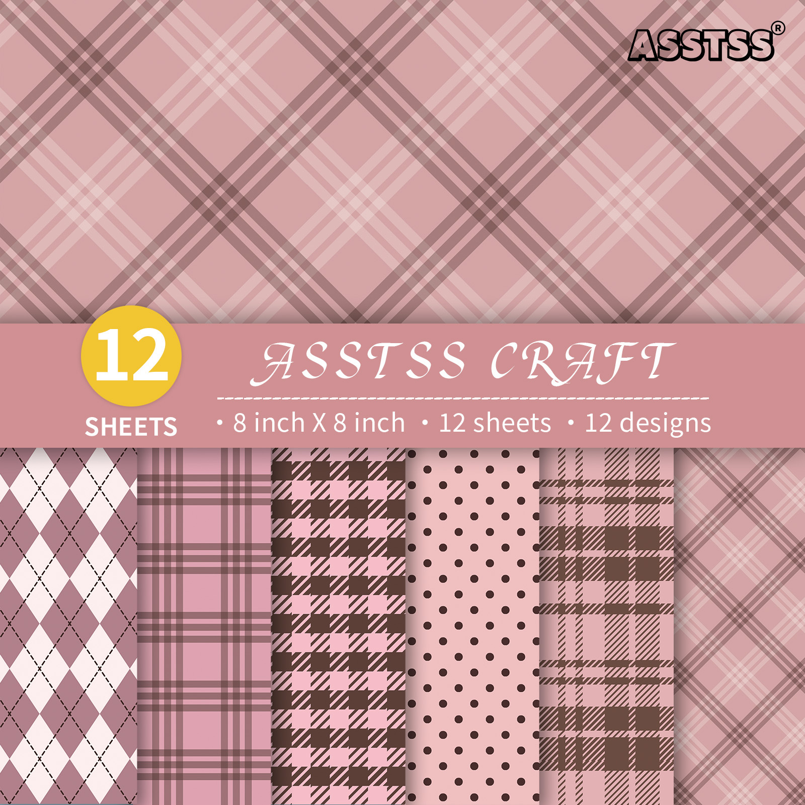 TEMU A Vintage-style Scrapbooking Paper Pad Measuring 8 By 8 Inches, Featuring Of Pink And Brown And Patterns. This Heavyweight Cardstock Is Perfect