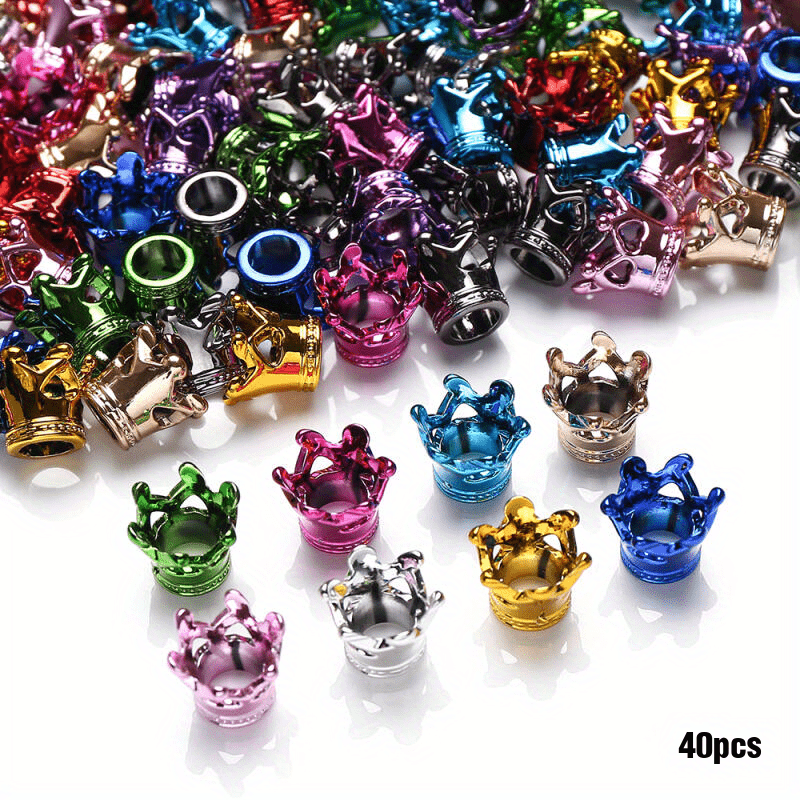 E-shop 20/40 Stk. 17mm Acryl-Kronenperlen - Bunte Glitzernde Lose Perlen für Schmuckherstellung, Armbänder, Halsketten, Schuh- & Taschenanhänger -