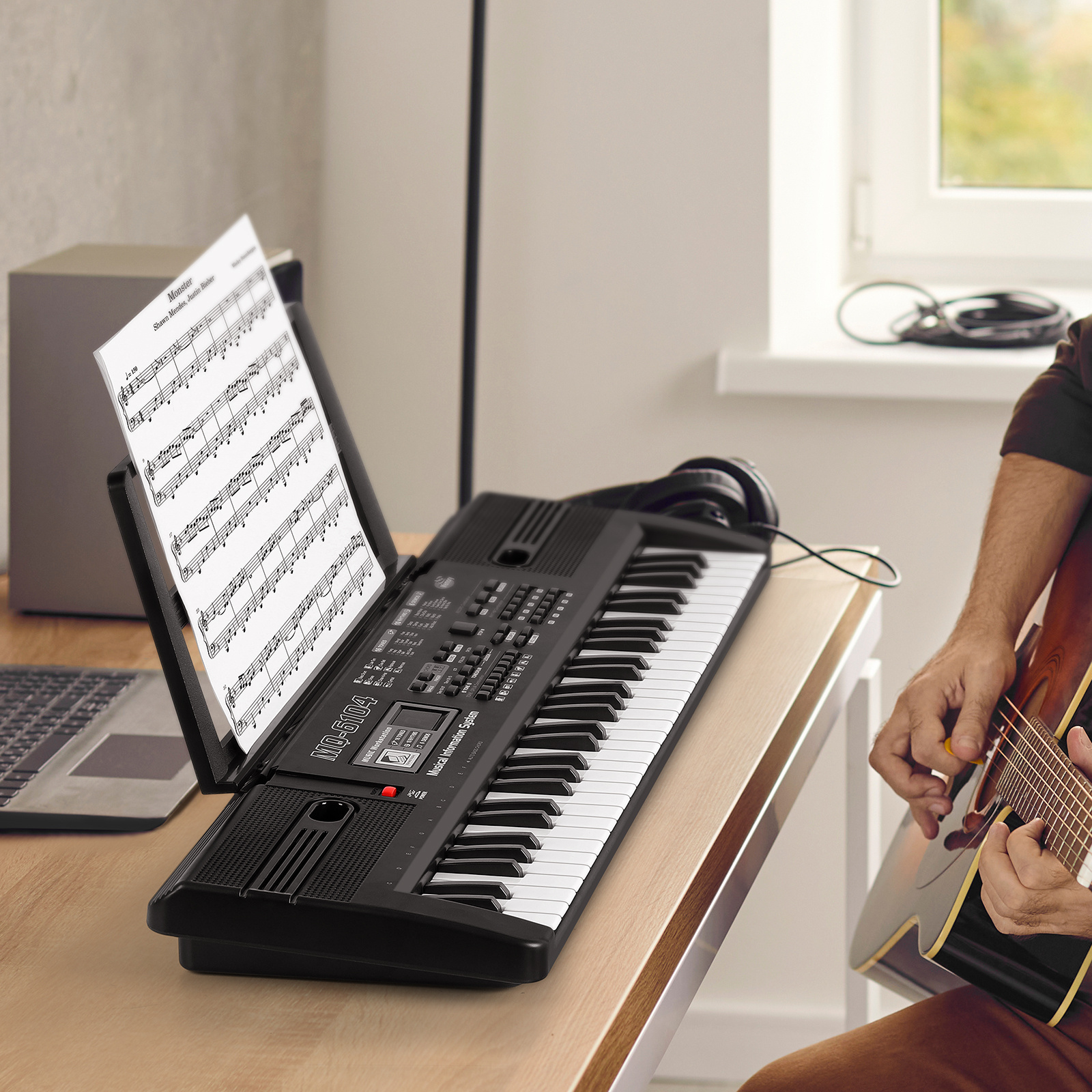 61-Key Portable Keyboard Piano for Beginners with Built-in Speakers, Teaching Mode, Microphone & Music Stand - 25.5-inch Electric Piano Suitable for /s, / - Image 10
