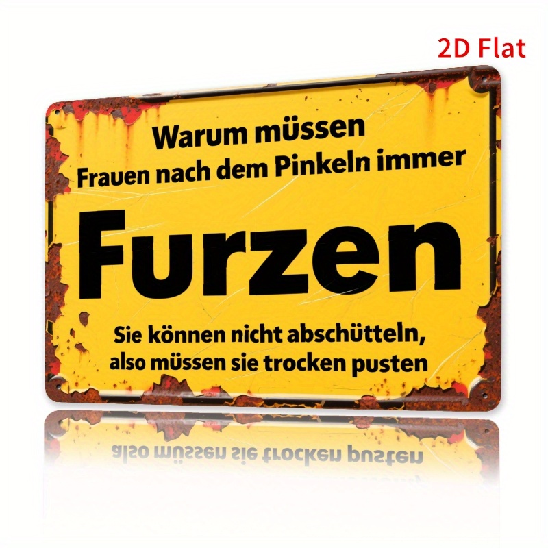 TEMU 2d Flat, 1pc Vintage German Humorous Bathroom Wall Sign " Feel The Need To Pee After Pooping"- Retro Iron Suitable For Home, Office, Bar Decor-