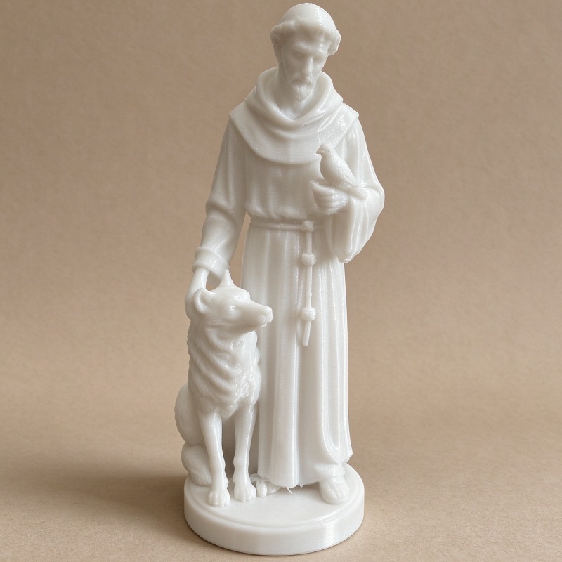 TEMU 1pc - Mini Escultura de San Francisco y Lobo, Adorno Decorativo para el Hogar, Adecuado para Pascua, Día de San Valentín, Regalos del Día - Uso