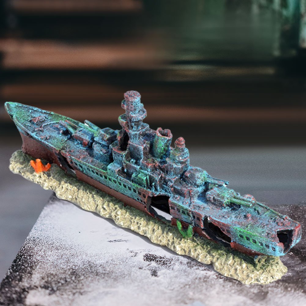 Aquarium Resin Sunken Pirate Ship Reusable Creative Wear-resistant Sunken Ship Decoration For Fish Cave Decoration Accessories