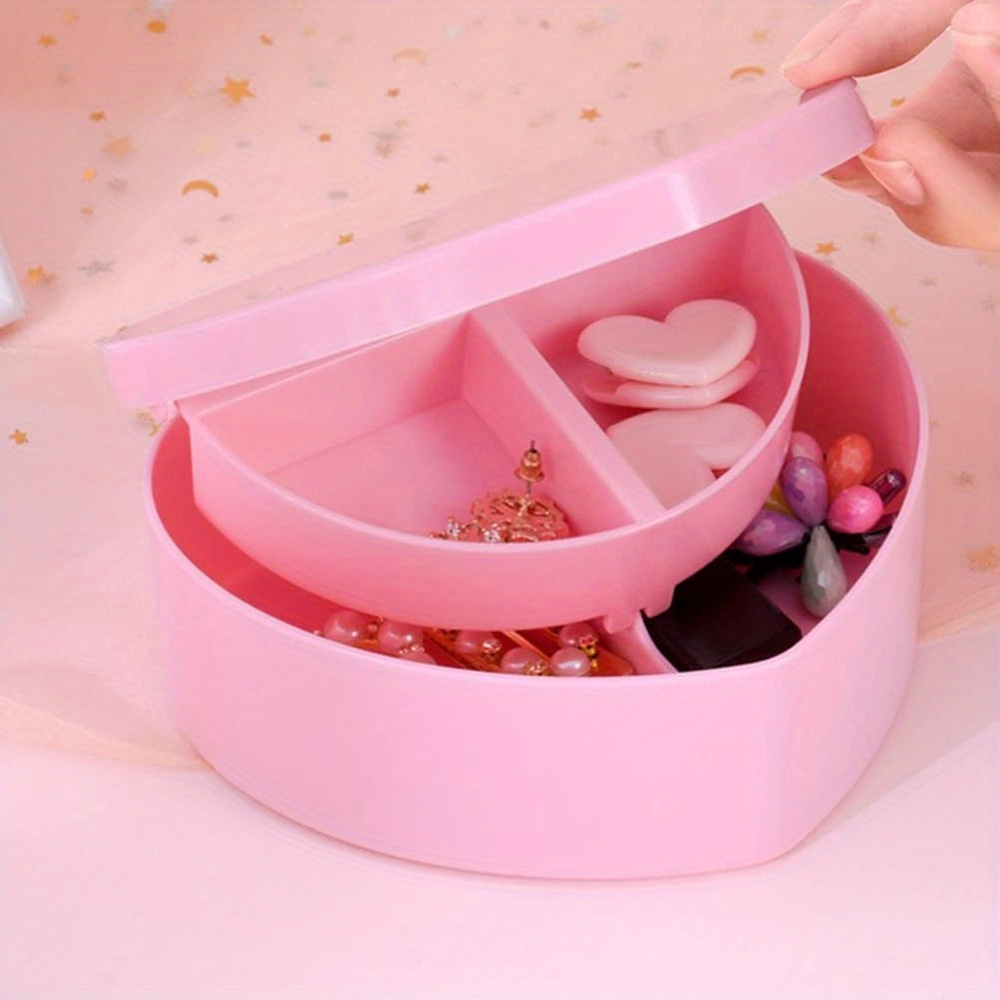 6pcs heart shaped jewelry box double layer   storage box lined with fabric used for earrings necklaces bracelets watches decorative plastic storage box jewelry storage box decorative box safe closing necklace organizer bracelet holder   fabriclined interior sturdy construction   fashion enthusiasts jewelry boxes Product details 2