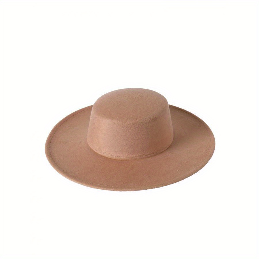 

1pc Elegant Women's Wide Felt Hat - Solid Color, , Polyester, Woven, Inelastic, No Feathers, Non-washable - Formal