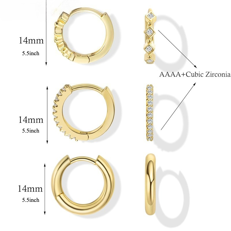 LuxusKollektion Schmuckset 6 Paar Goldene Creolen Ohrringe Set Damen 14K Vergoldet Chunky