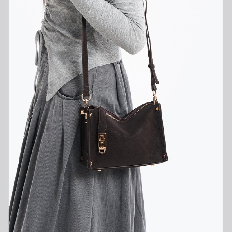 Retro Cowhide Texture Crossbody Bag For Women Casual Tote Bag_voghion.com