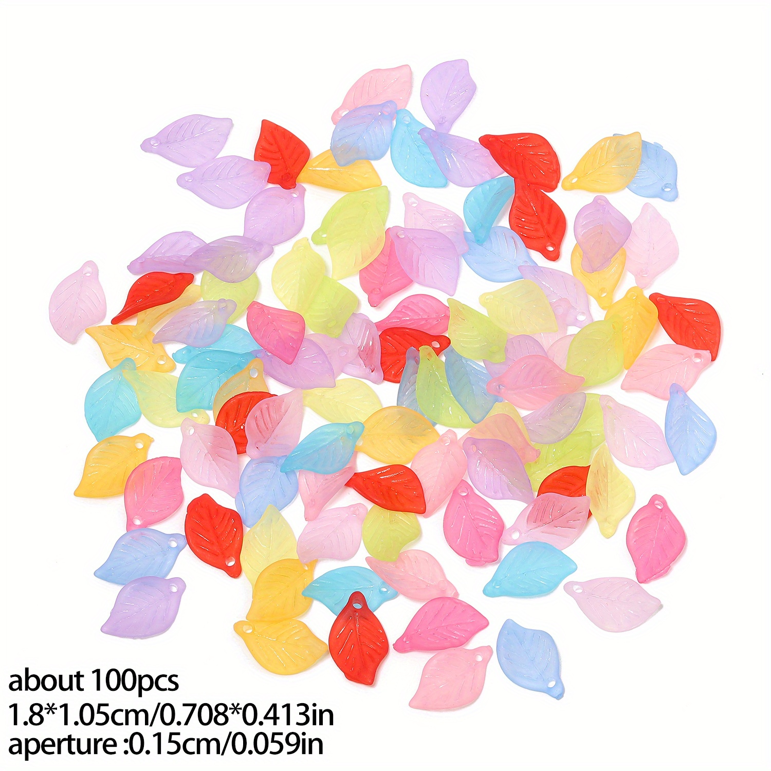 TEMU 100 pièces de perles en acrylique mat de feuille, couleurs mélangées, 10,5x18 mm, idéales pour la création de bijoux DIY, bracelets raffinés, ,