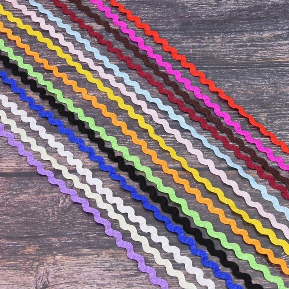 Image of 14 Colors Wave Ribbon Assortment, / Color, Total 28 Yards, 0.2" Width Curved Sailor Ribbon Used For Sewing Decorative Clothing, Shoes, Hat Edges, Handmade Diy Crafts