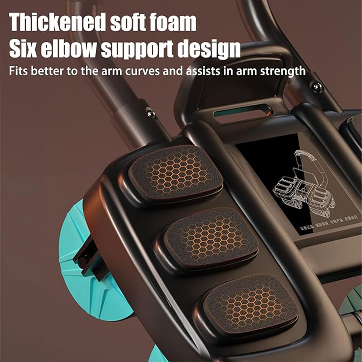 Smart Ab Roller with Automatic Rebound - 4-Wheel Core Strength Trainer & Elbow Support Pad, Durable PP/TPE Material, Ideal for Home Fitness, Without Battery