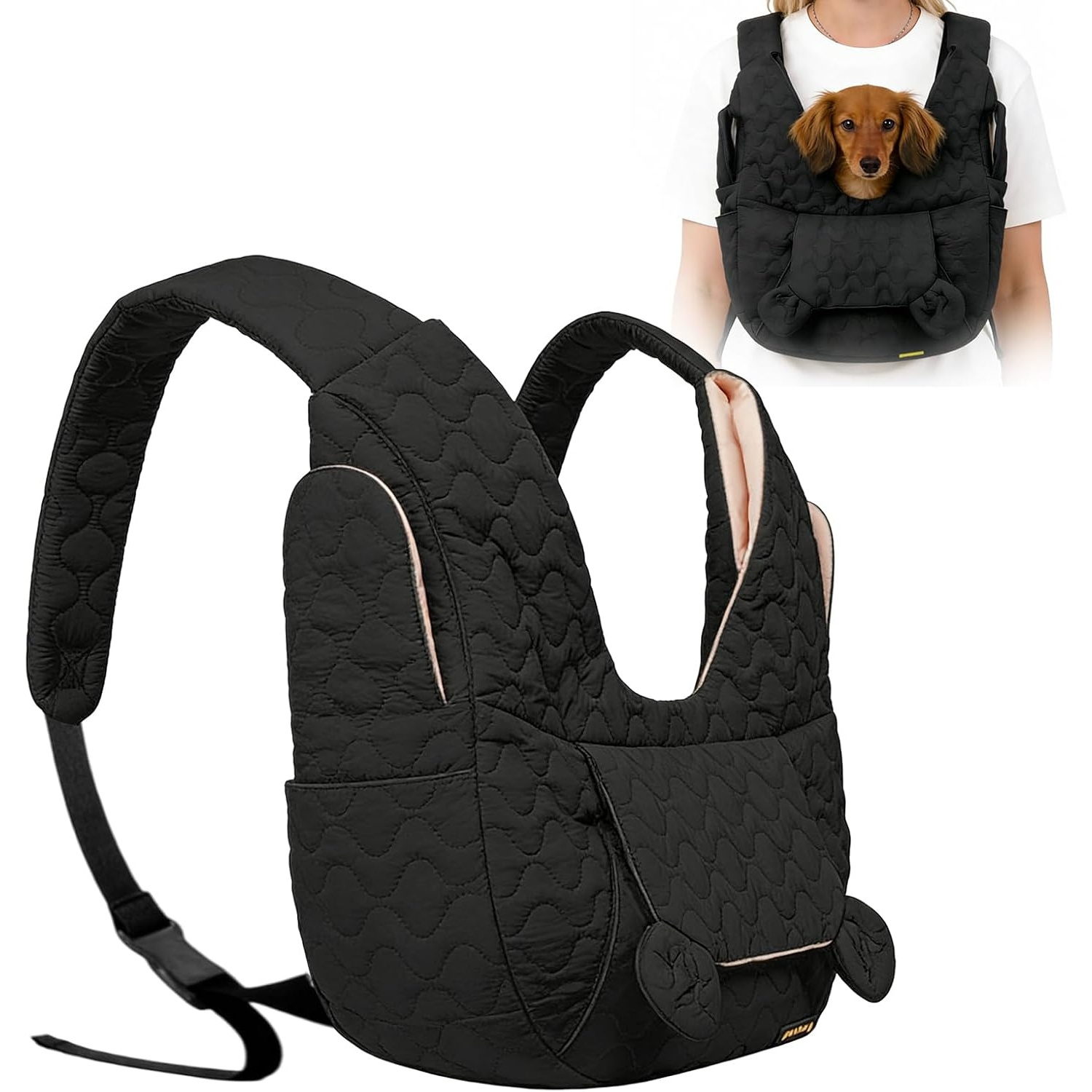Image of Dog Carrier Bag (up To 10 Kg), Dog Bag For Small Dogs, Dog Backpack, Dog Carrier, Front-carry Dog Sling With Adjustable Straps , And Trips, Black