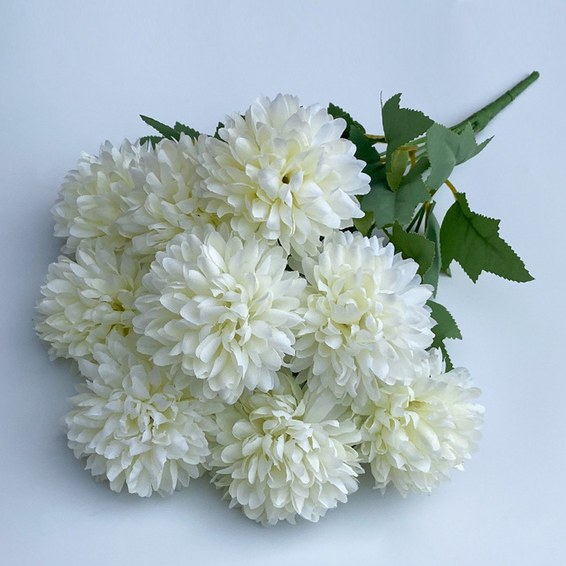 TEMU 1pc 42Cm Bouquet de Chrysanthèmes à Têtes, Accessoires de Décoration pour Mariage et Photographie, Fleurs de Simulation