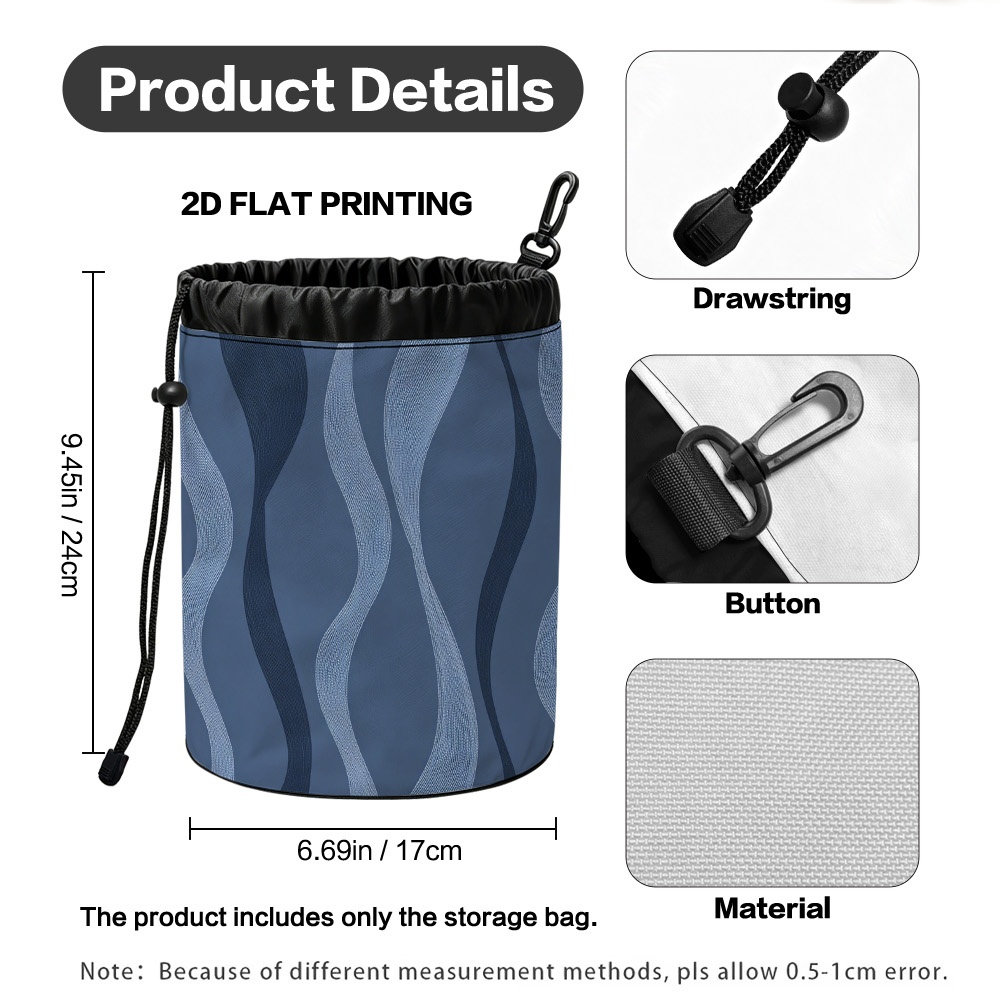 TEMU (2d Flat) 1pc Blue Flowing Clothespin Storage Bag, Drawstring Closure, Fresh, & Space-, For Wall Mounting, Camping Storage, Wardrobe, Upgrade