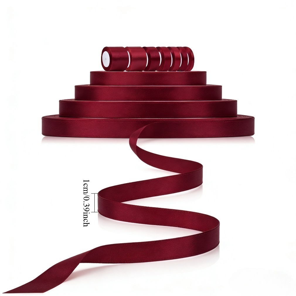 E-shop Weinrote Polyester-Satinaugenband-Rolle, 10 mm Breite x 20,5 m Länge – für Geschenkverpackungen, DIY-Basteln, Hochzeitsdekorationen,