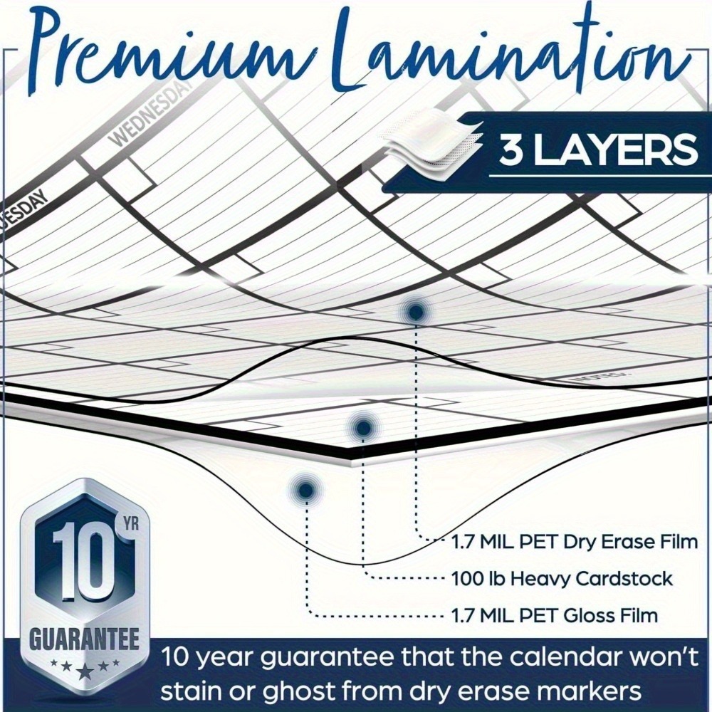 A3 Large Erasable Whiteboard Calendar with Monthly and Weekly Grid, Reusable Wall Planner for Office, Home, and School, Includes Markers