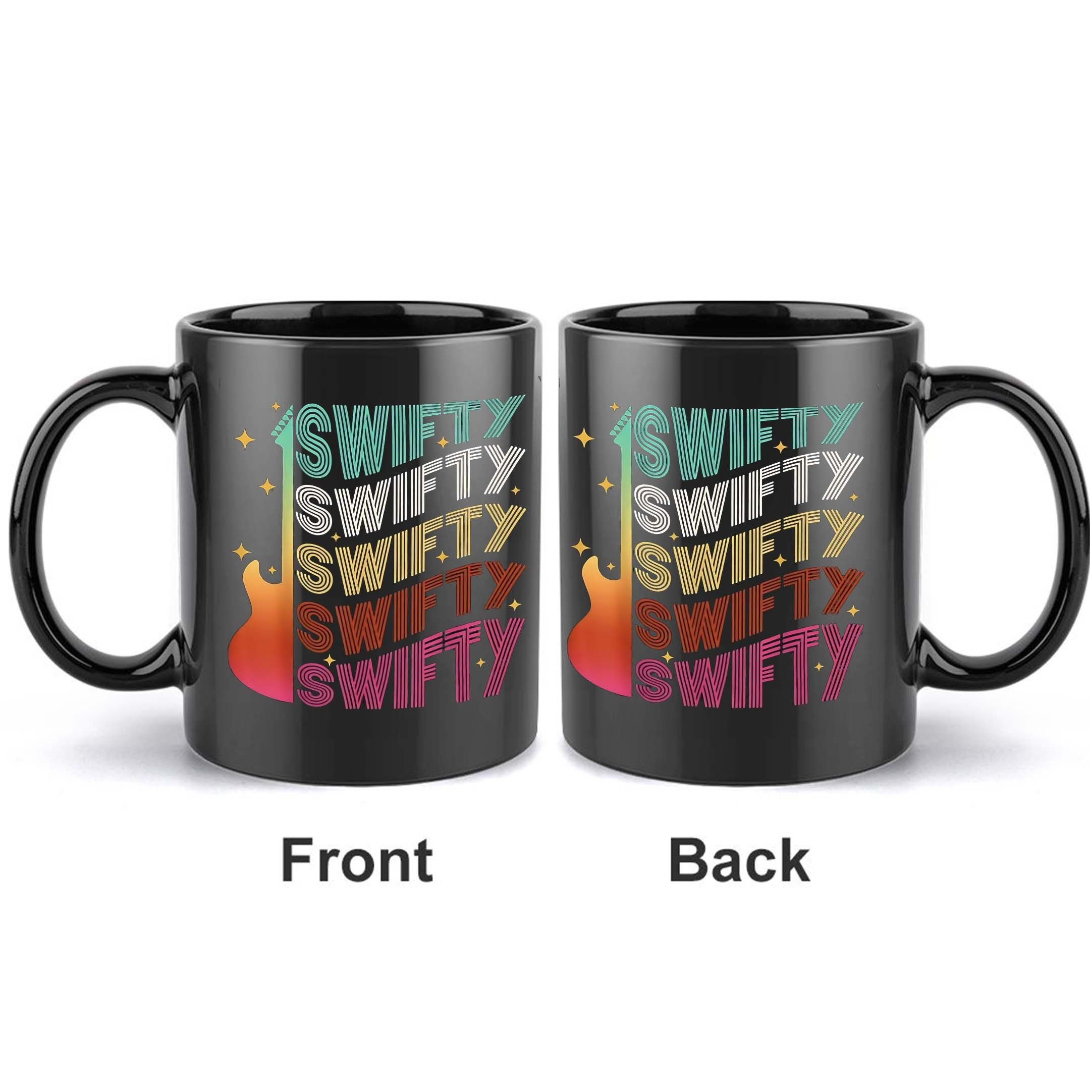 1pc   guitar coffee mug 11oz ceramic cup with colorful swifties text flame design   gift for birthdays holidays hot cold beverages music mug birthday drinkware   text graphics   print 2