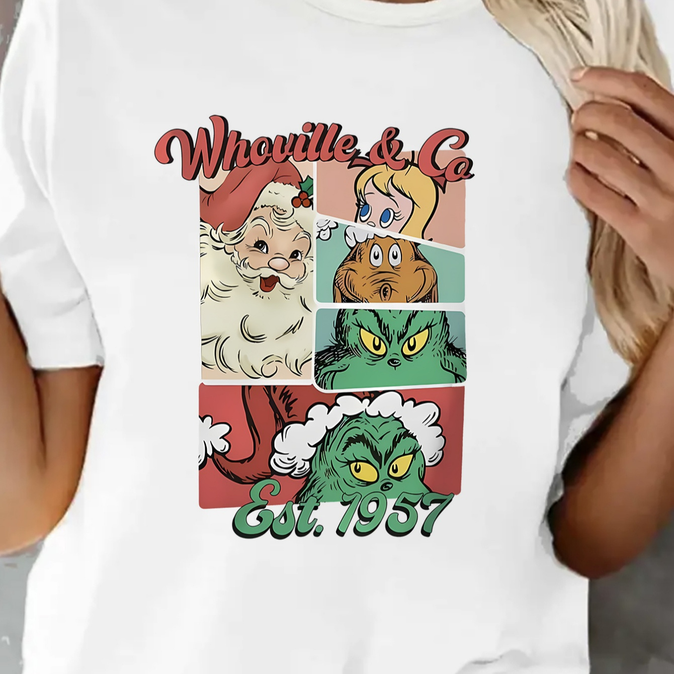 

1pc Whoville & Co Est. 1957 Christmas Graphic Women's T-, Round , Polyester , All