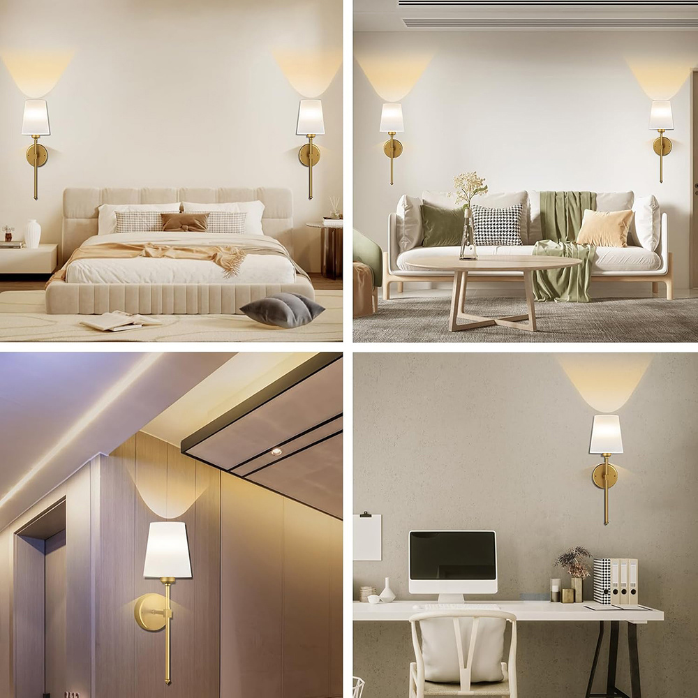 Image of 2pcs Of Indoor Wall Lights, Battery-powered, Dimmable Led Wall Lamps, Golden | Wireless Led Wall Lights With Remote Control, Timer Function, 3 Color Temperatures, 12 Rgb Colors, No Power Cord Required