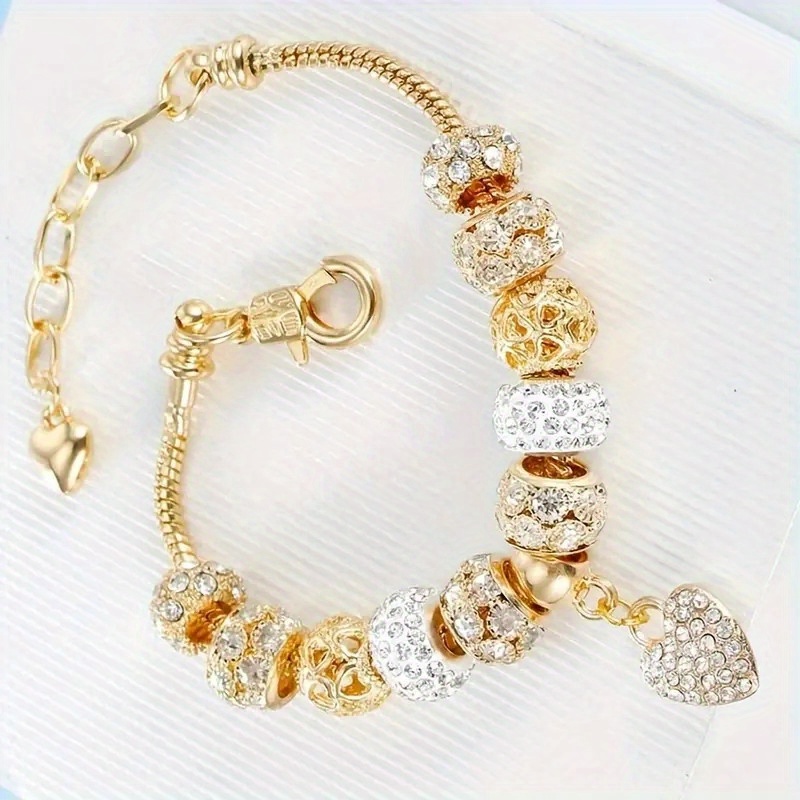 Women's Elegant Glass Bead Heart Bracelet