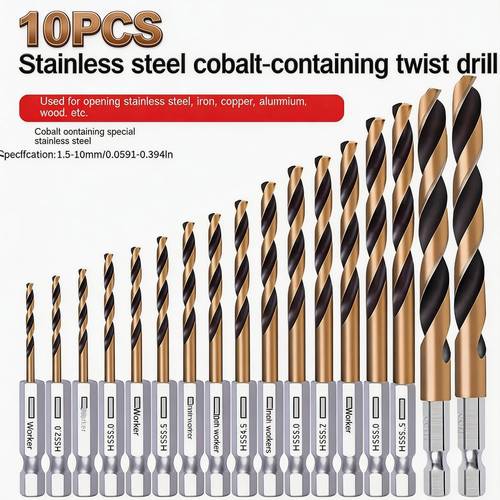titanium coated twist drill bit with hex shank fully ground high metal drilling tool for steel plate aluminum iron and metal hole drilling wear resistant sharp removal design