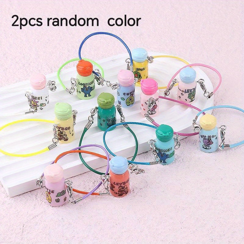 Random 2pcs Mini Water Bottle Charms - Creative Pocket Pendant, Doll Accessory, Resin Party Gift, No Electricity Needed