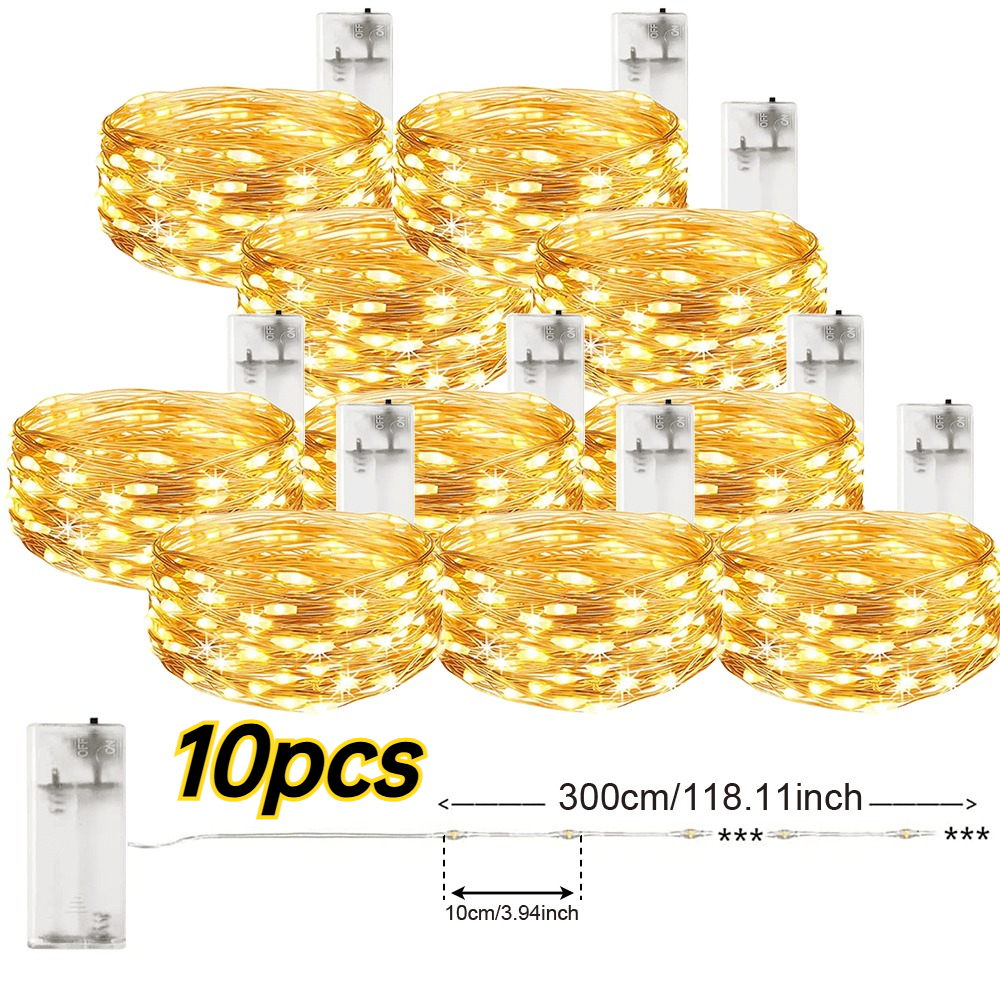 E-shop 10er-Pack /9,84Ft 30 LED Batteriebetriebene Lichterkette für Basteln, Hochzeiten, Partys, Schlafzimmer, Esstisch-Mitte Dekoration,
