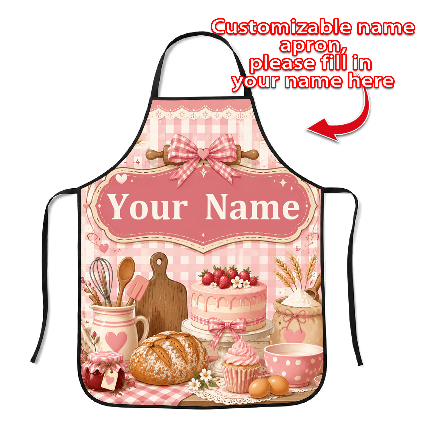 TEMU Personalized Name Apron For Kitchen & Baking Lovers | Custom Cooking Apron Gift For , Neighbors, Or Family | Ideal Homeware Decor For Bbq,