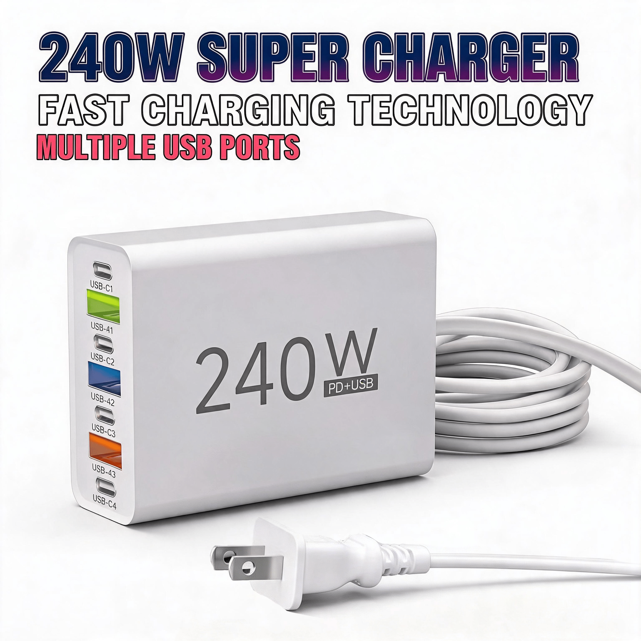 TEMU Chargeur Rapide Multi-Ports (3 USB-A et 4 USB-C) - vos téléphones Android, iPads et appareils photo chargés dans les de des musées. Fiable,