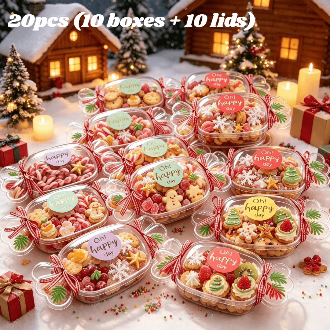 TEMU Lot de 20 pièces (10 boîtes + 10 couvercles) pour fête du An - Boîtes de conservation pour gâteaux de bonbons, adaptées pour gâteaux, bonbons,