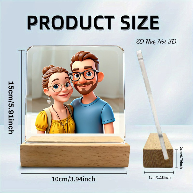 E-shop 2D-flach, personalisiertes 2D-Acrylschild, personalisiertes Geschenk für Paare zum Jahrestag, Vatertag, Muttertag, Valentinstag, Geburtstag,