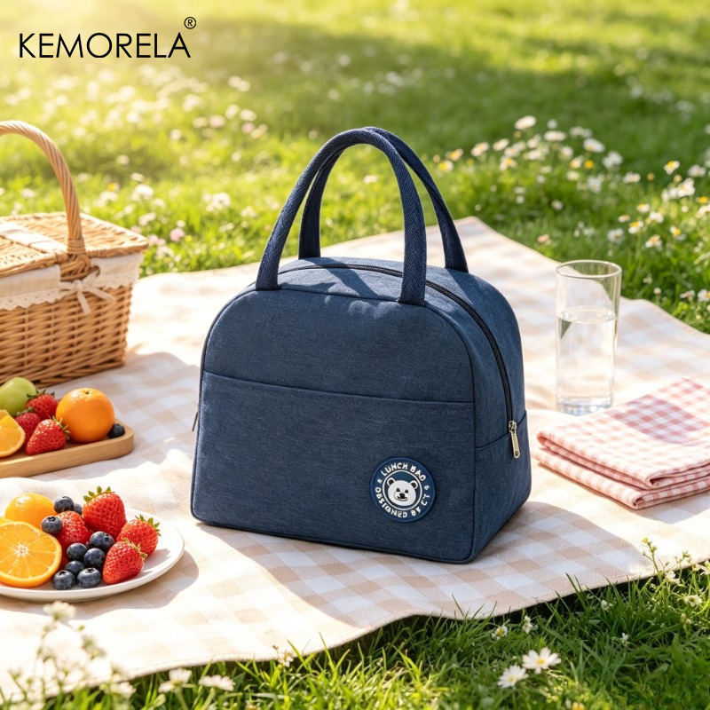 TEMU Kemorela Insulated Lunch Bag, Handheld Thermal Tote, Cooler Bag For Food Container, Lunch Box Carrier For Work And School, Aluminum Foil Lining