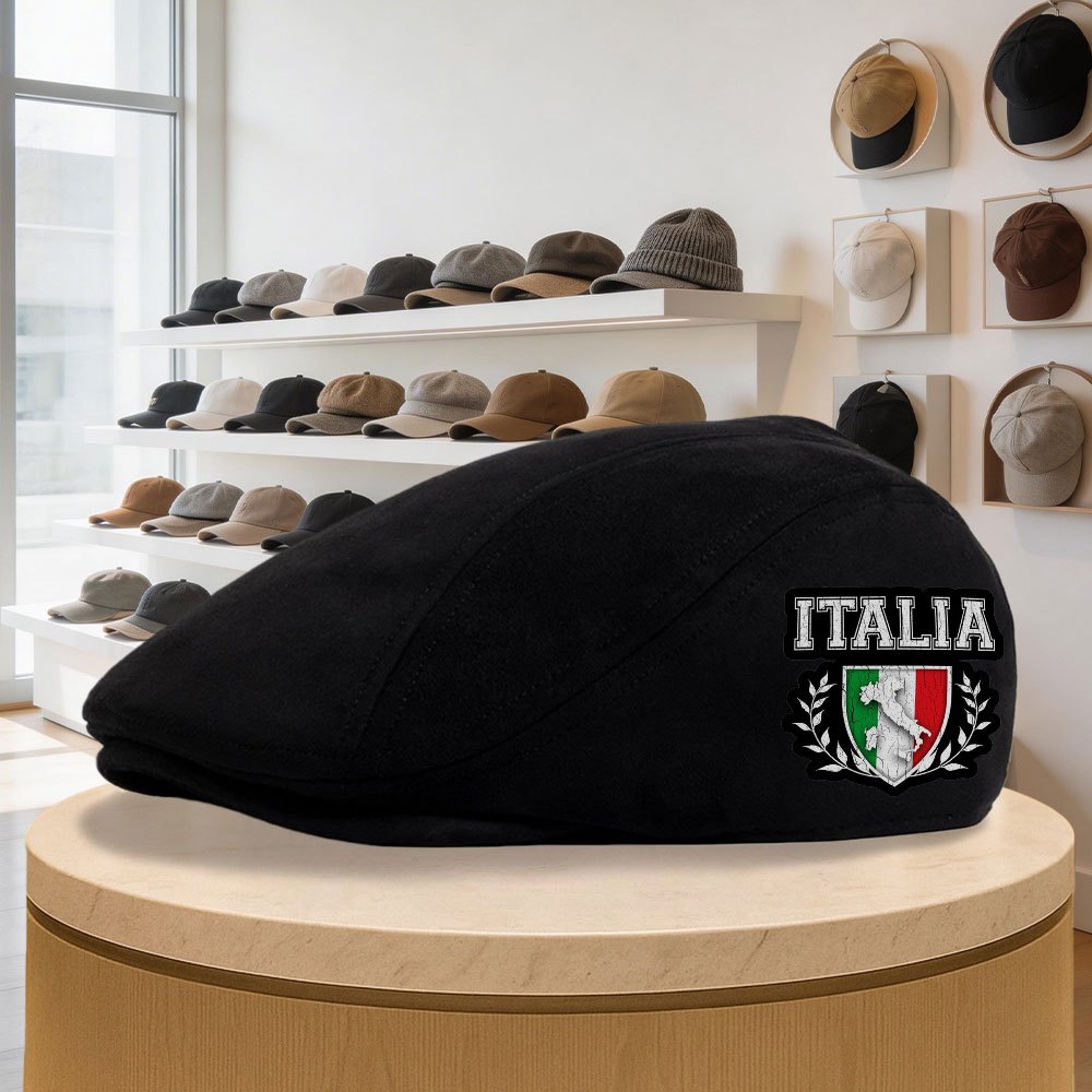 TEMU Casquette de journalier rétro pour hommes, motif Italie, de couleur unie, adapté aux tenues formelles et décontractées, accessoire de mode