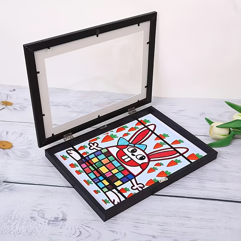 TEMU Art Picture Frame - Front-opening Folding Design, Suitable For Paintings And Photos - Multi-functional Wall Decor, Cartoon Theme, Ideal For Home