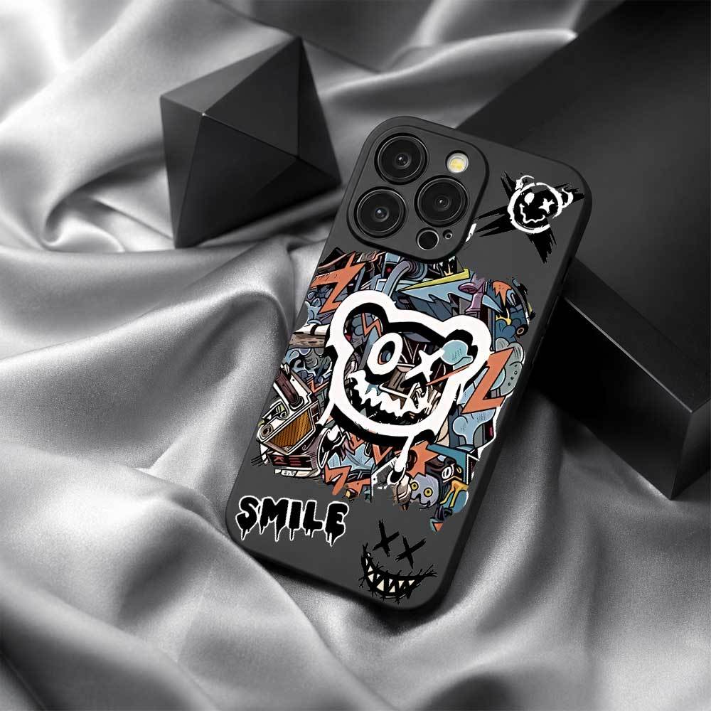 Image of Phone Case - Stylish Trendy Abstract Graffiti Art Phone Case For Iphone 16, 15, 14, 13, 12, 11 , 17 Pro, , 16 Pro, 16 Pro Max, Plus, Scratch-resistant Perfect Gift, Y2k Retro Back Cover