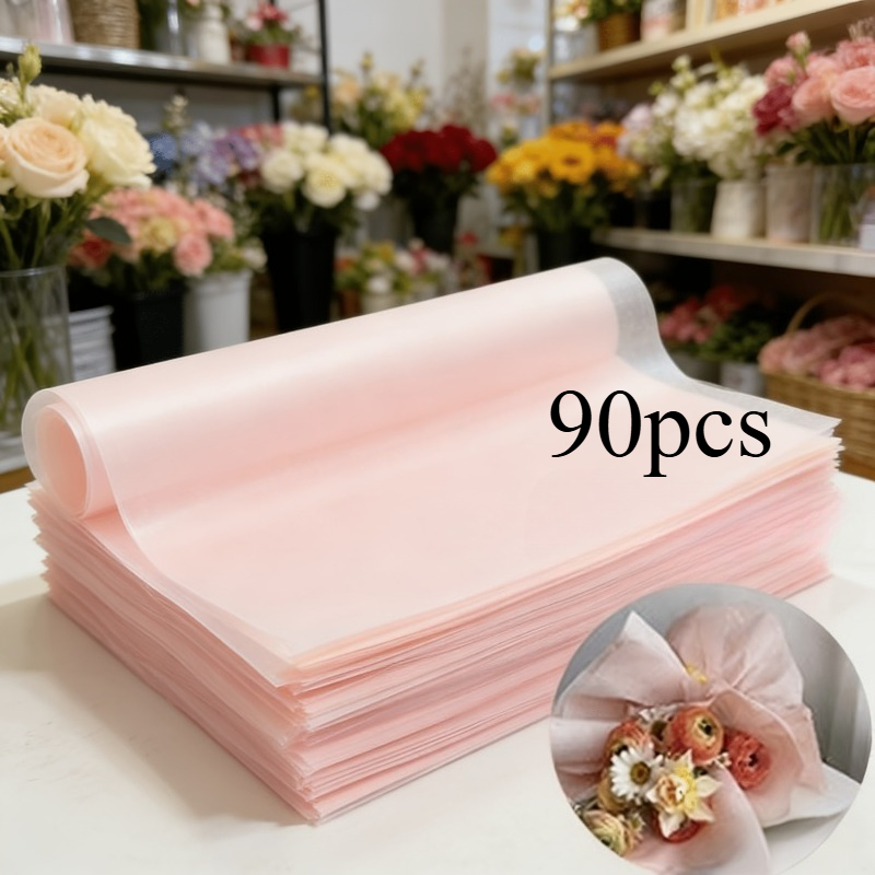 TEMU 90 Fogli di Carta da Imballaggio Impermeabile con Motivo Adatta per Bouquet di Fiori, Rivestimenti per Bouquet, Carta da Regalo Monocolore per
