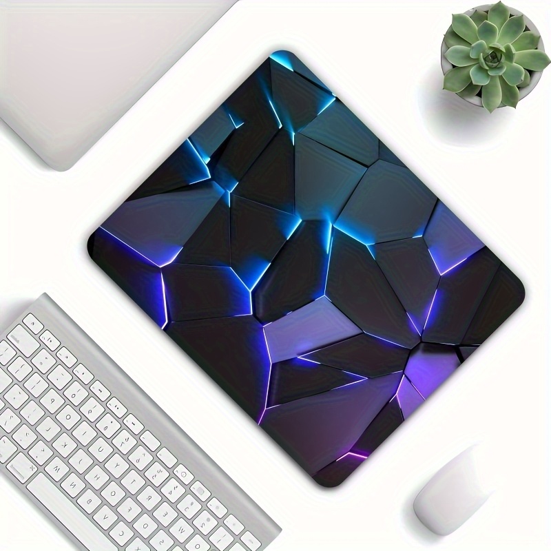 1pc Geometric Print Non-Slip Rubber Base Mouse Pad - Smooth Surface, Blue & Purple Design for Office, Laptop, Desktop - Stylish Desk Accessory, Mouse Pads for Desk, Office Accessory, Sleek Accessory, Modern Aesthetic, Highquality Material, Durable Surface