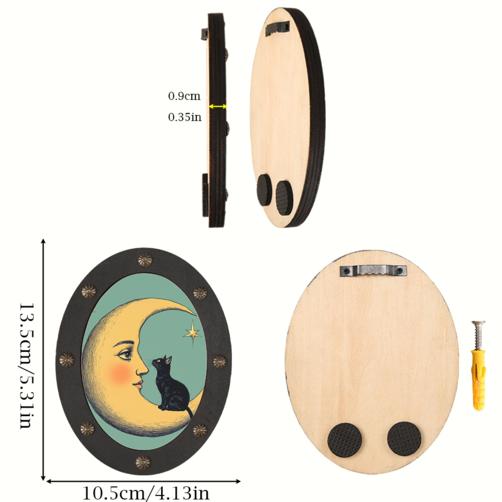 TEMU 2d Flat, Black Cat Decor Vintage Style Wall Decor Room Decor Indoor And Outdoor Decor Hangable Wall Accents Photo Wall Wooden Picture Frames