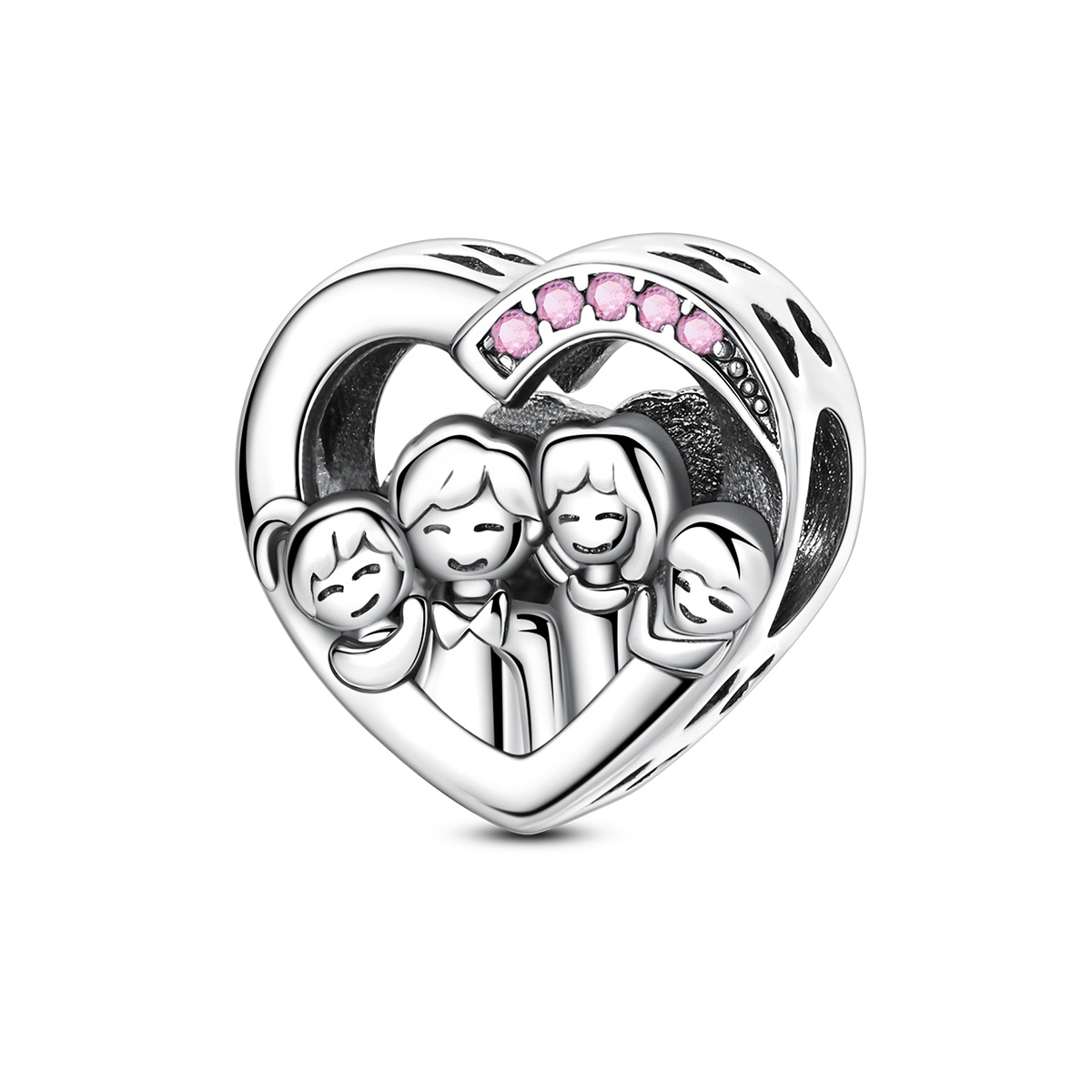 TEMU Ciondolo a forma di cuore con foto , per braccialetto e collana originali, regalo di gioielli personalizzato (ritratto di famiglia)