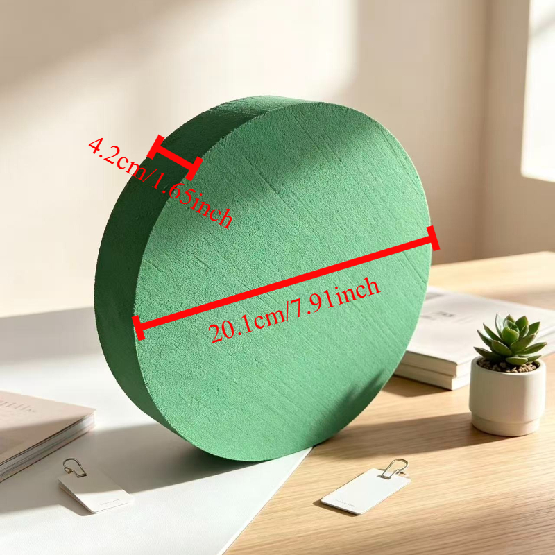 TEMU Paquete de 2 bloques grandes de espuma floral redonda verde de 4.2*20.1 cm, de densidad para uso en húmedo y - Adecuados para y secas, , y