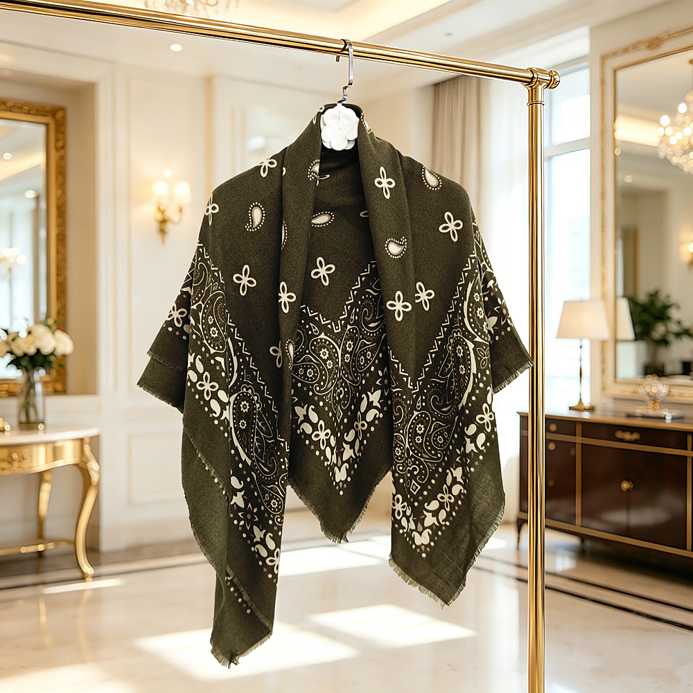 TEMU Boho Floral Pattern Shawl Wrap Scarf, Soft Lightweight Women's Shoulder Cover, Perfect For Halloween Christmas Costume Party, Evening Dress