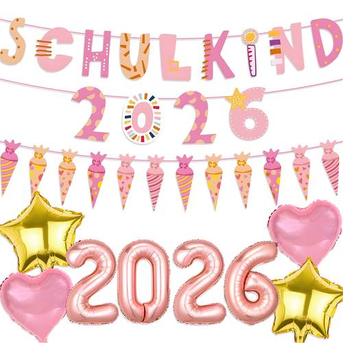 schulkind 2026 dekorative schul-girlande zuckerbeutel girlande einschreibung mädchen, einschreibungsdekoration, meerjungfrau schulstart dekoration mädchen set, kuchen dekoration einschreibung schulkind banner