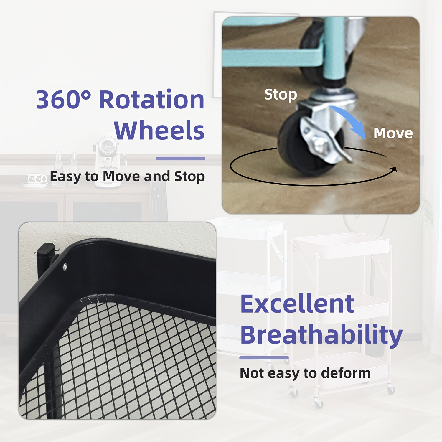 heavy duty foldable storage rack with wheels 3 tier heavy duty metal organizer no assembly needed space saving foldable design for home garage office patio indoor outdoor storage cart indoor organization stepped design nontool assembly garage organization vertical organizer sturdy organizer small   Product details 3