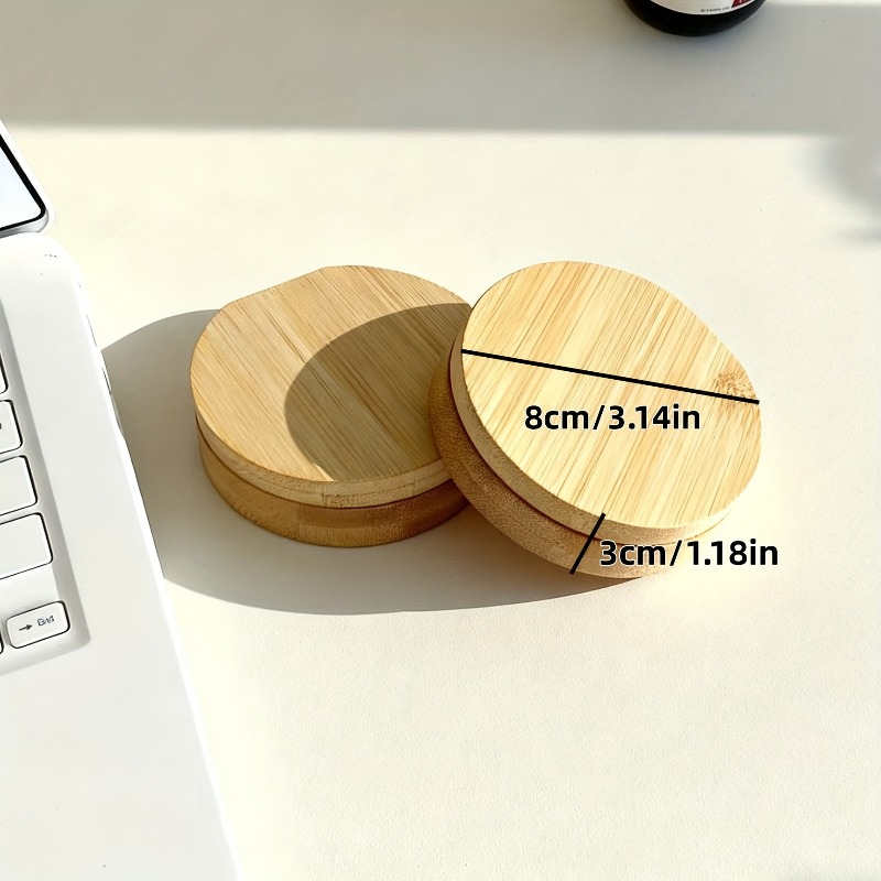 TEMU 2pcs Foldable Bamboo And Wooden Makeup Mirrors, Portable Bamboo Surface Compact Mirrors, Ideal For Makeup Touch-ups During Travel, Parties,