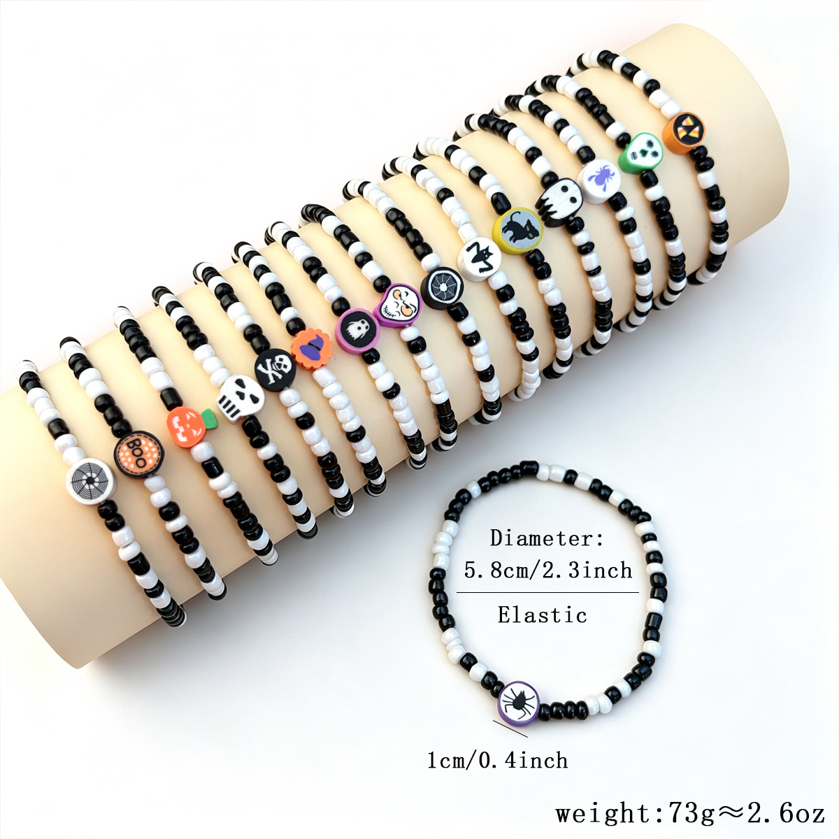 10pcs Retro Halloween Mixed Colors Rice Bead Bracelet Set