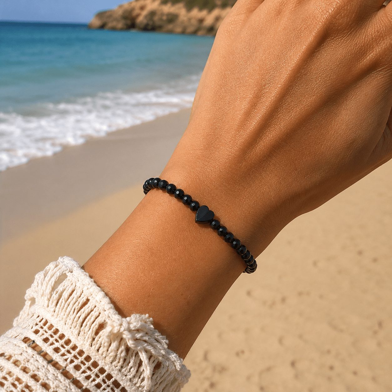 TEMU Pulsera de 1 pieza para mujer con cuentas de , pulsera elástica minimalista para mujer, joyería de moda bohemia de playa para uso diario,