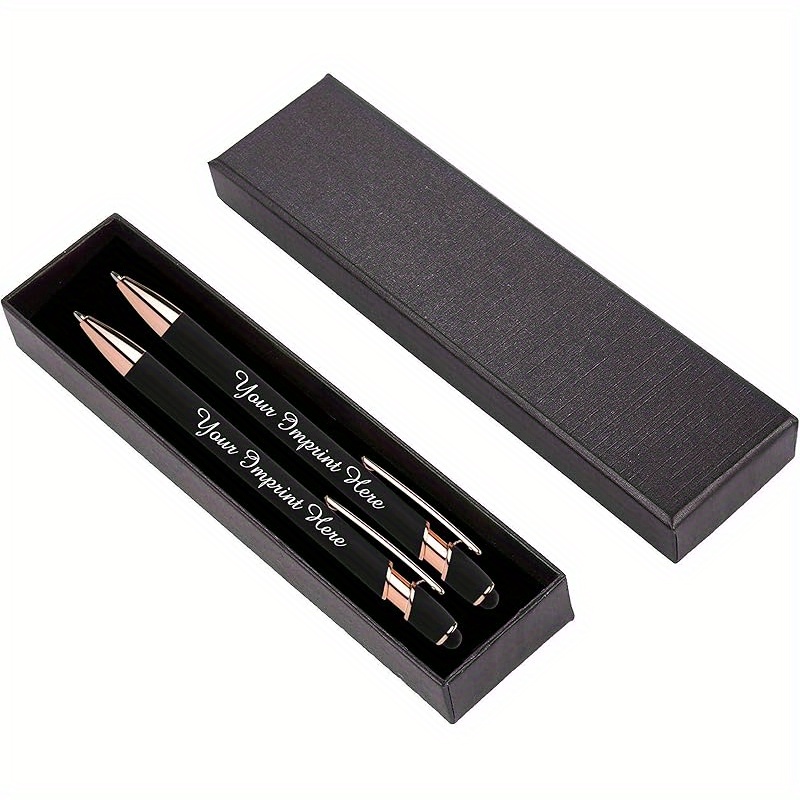 TEMU 3pcs Personalized Custom Pen Gift Box Set - 2 Pens With Gift Box - Luxury Ballpoint Pen With Name Engraving, Unisex, Suitable For Parties,