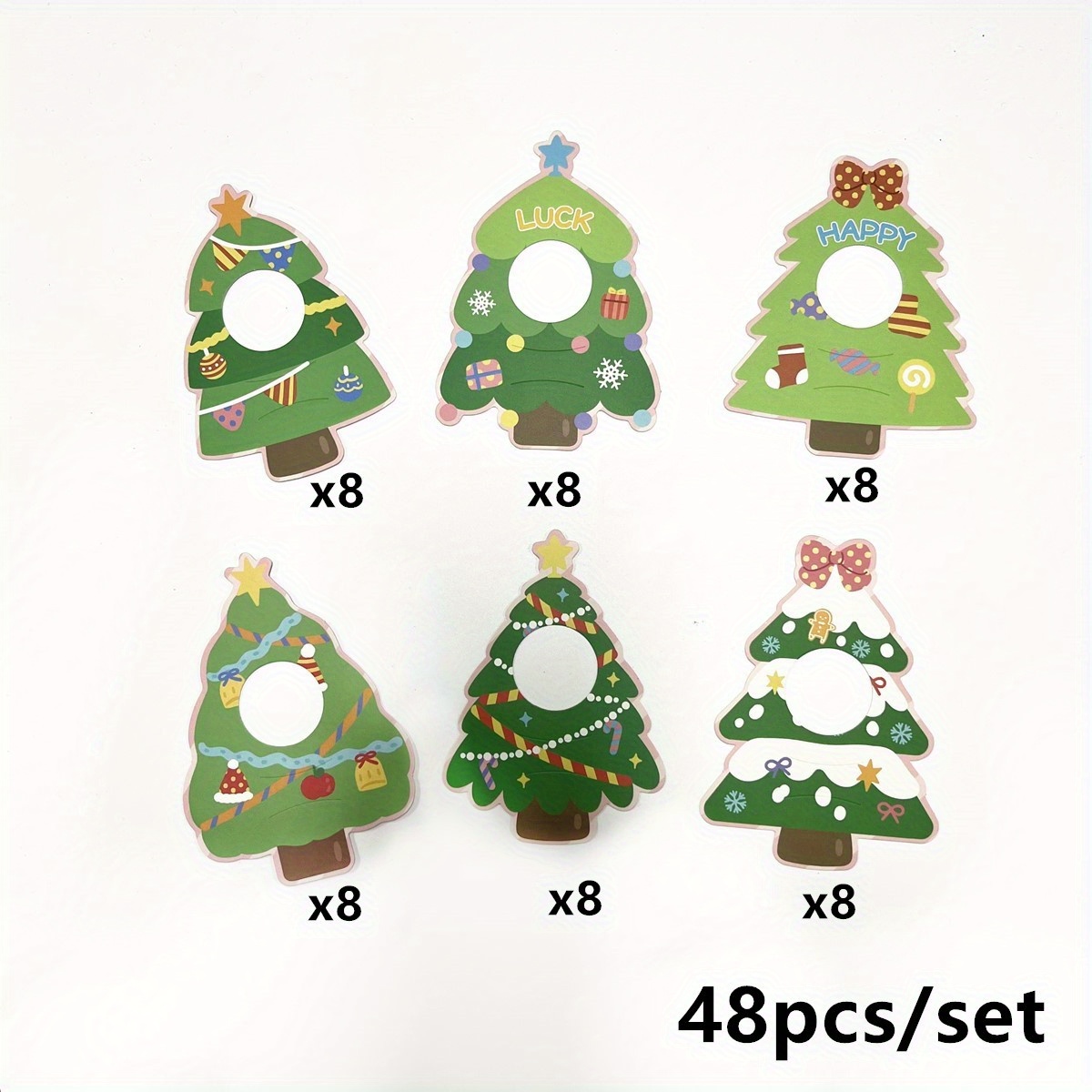 Image of 48pcs, Christmas Tree Lollipop Decoration Cards, Paper Cards For Party Favors, Wedding, Birthday & Thanksgiving Gifts, Perfect For Holiday Christmas For Party Favors